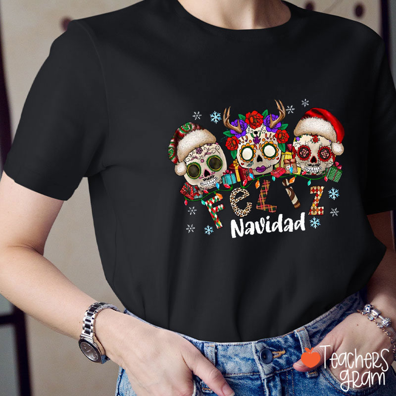 Feliz Navidad Cráneo Spanish Teacher T-Shirt
