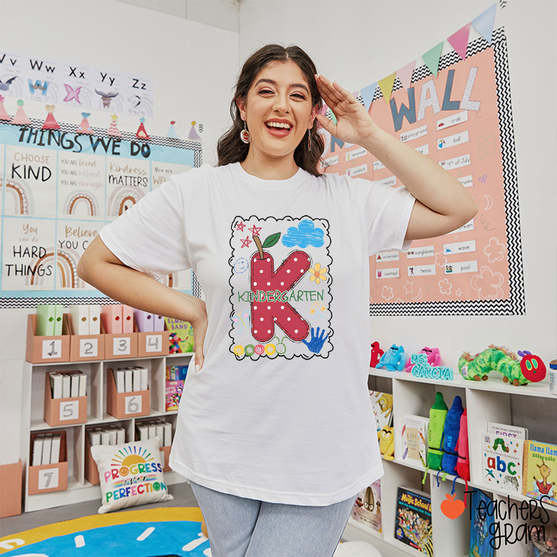 Personalized Grade Hand Drawn Doodles Teacher T-Shirt