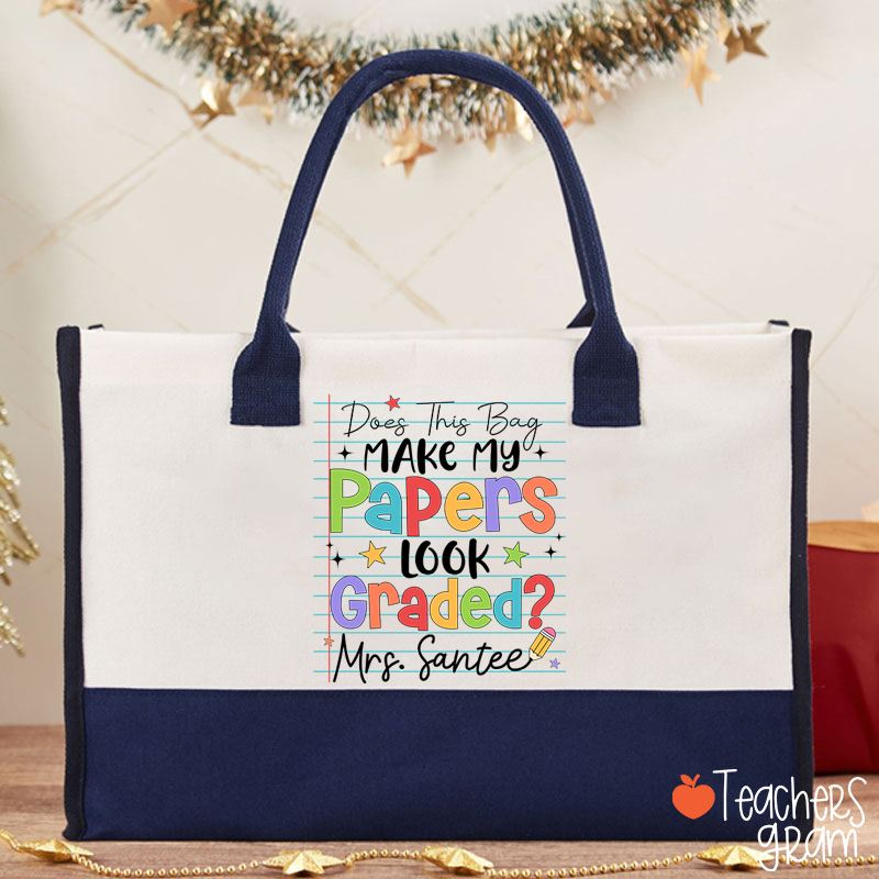 Personalized Does This Bag Make My Papers Look Grade Teacher Cotton Tote Bag