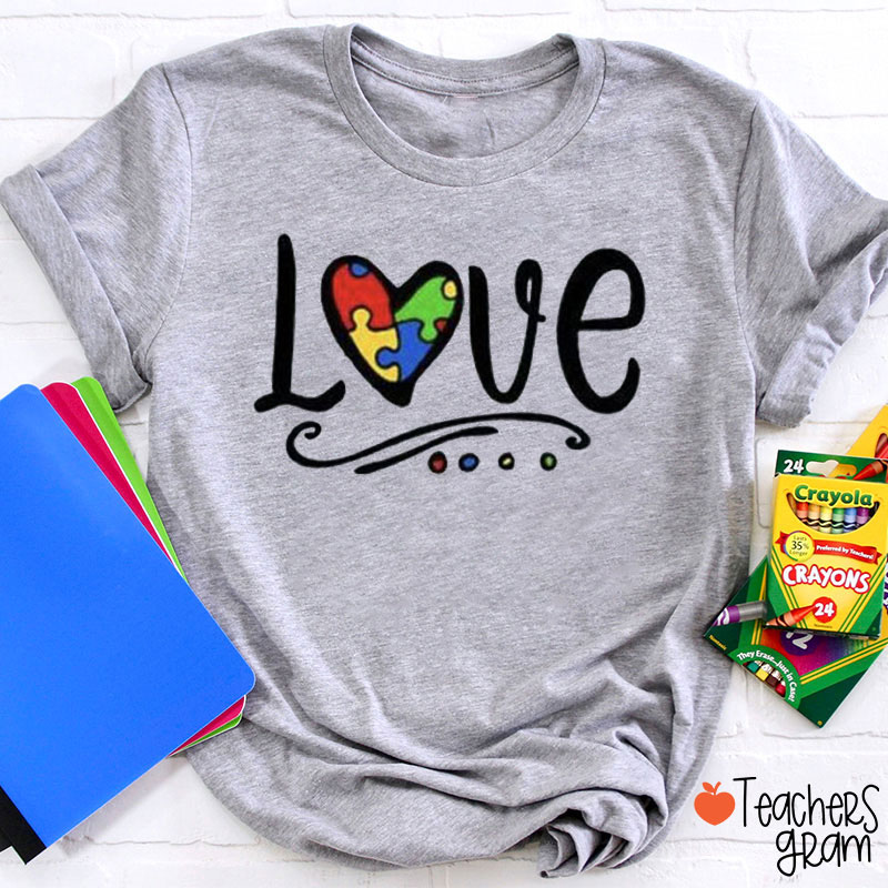 Love For Autism Awareness Teacher T-Shirt