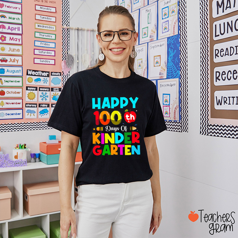 Personalized Grade Happy 100 Days Teacher T-Shirt