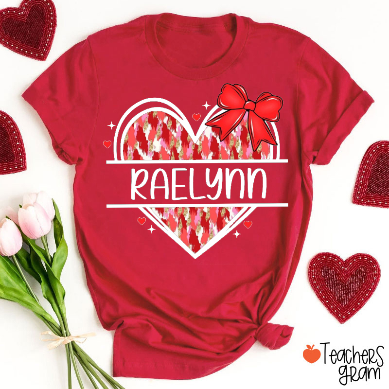Personalized Name Loving Heart Teacher T-Shirt