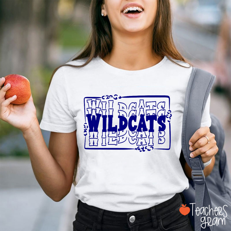 Personalized Mascot Overlay Typography  Teacher T-Shirt