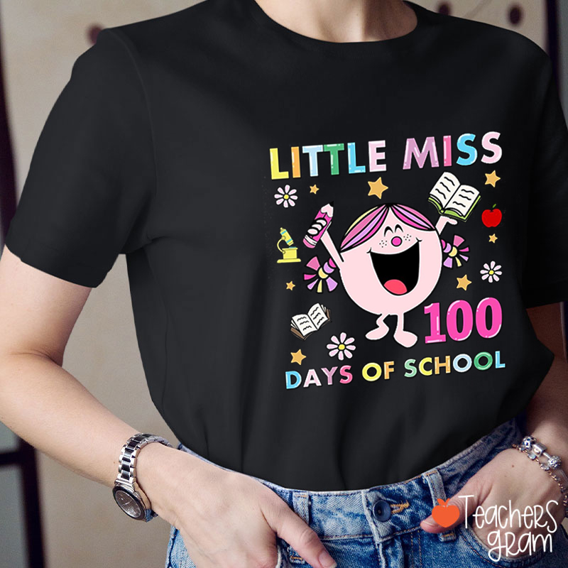 Little Miss 100 Days Of School Teacher T-Shirt