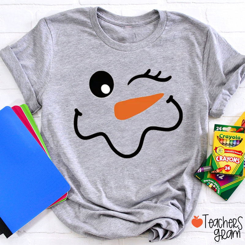 Personalized Cute Snowman Face Teacher T-Shirt