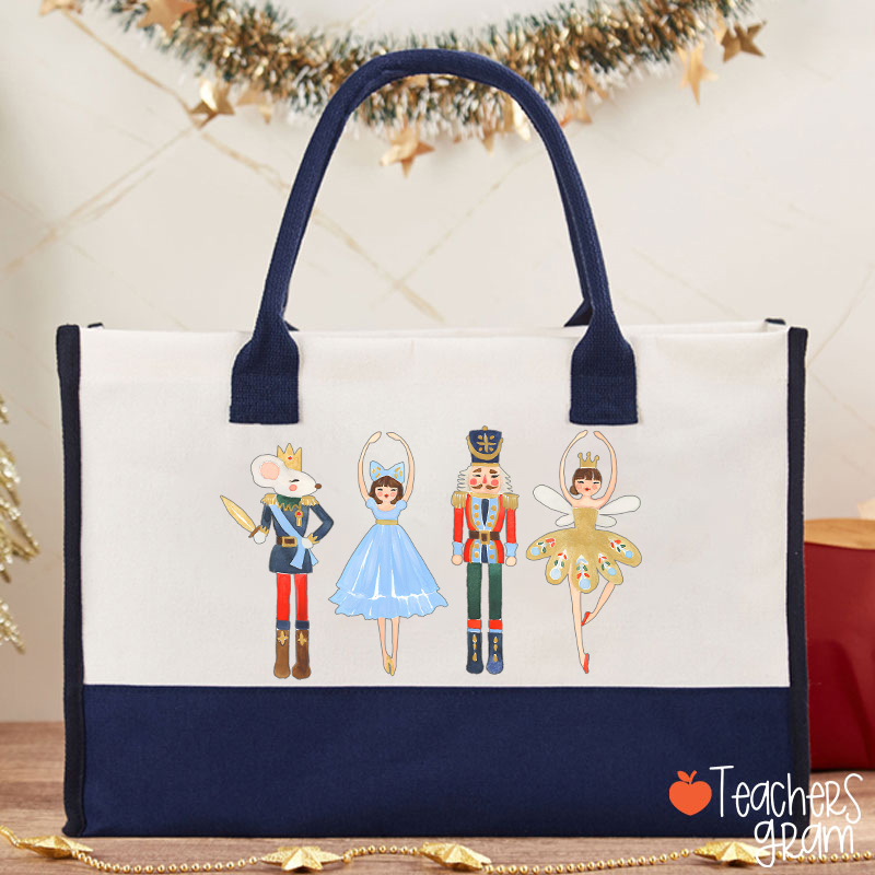 Nutcracker Merry Christmas Dance Teacher Cotton Tote Bag