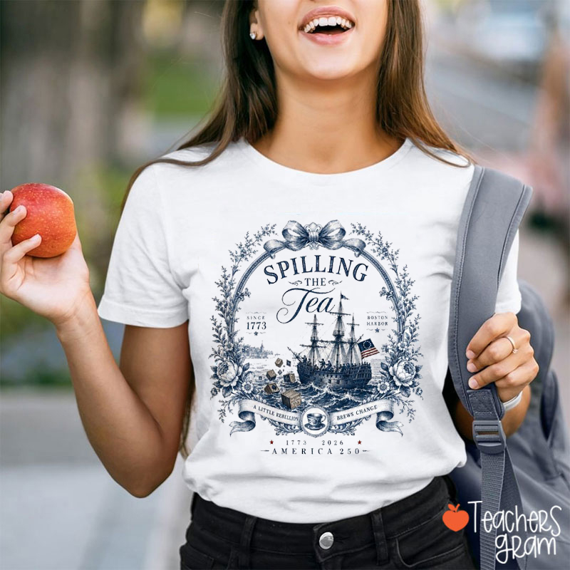 Vintage Floral Bow Ship Teacher T-Shirt