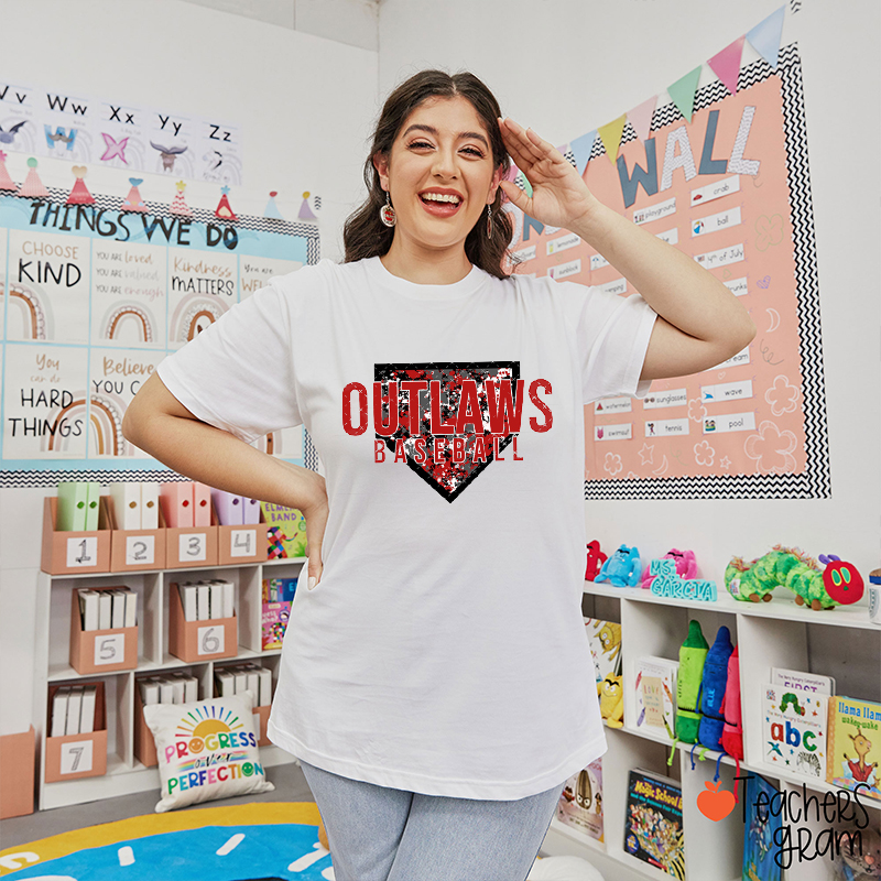 Personalized Mascot Home Plate Splatter Teacher T-Shirt