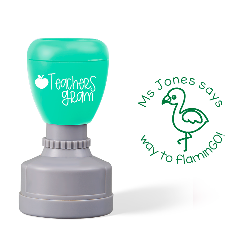 Personalized Way To Flamingo Teacher Stamp