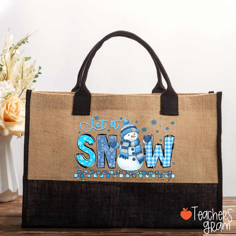 Let It Snow Cute Snowman Teacher Cotton Tote Bag