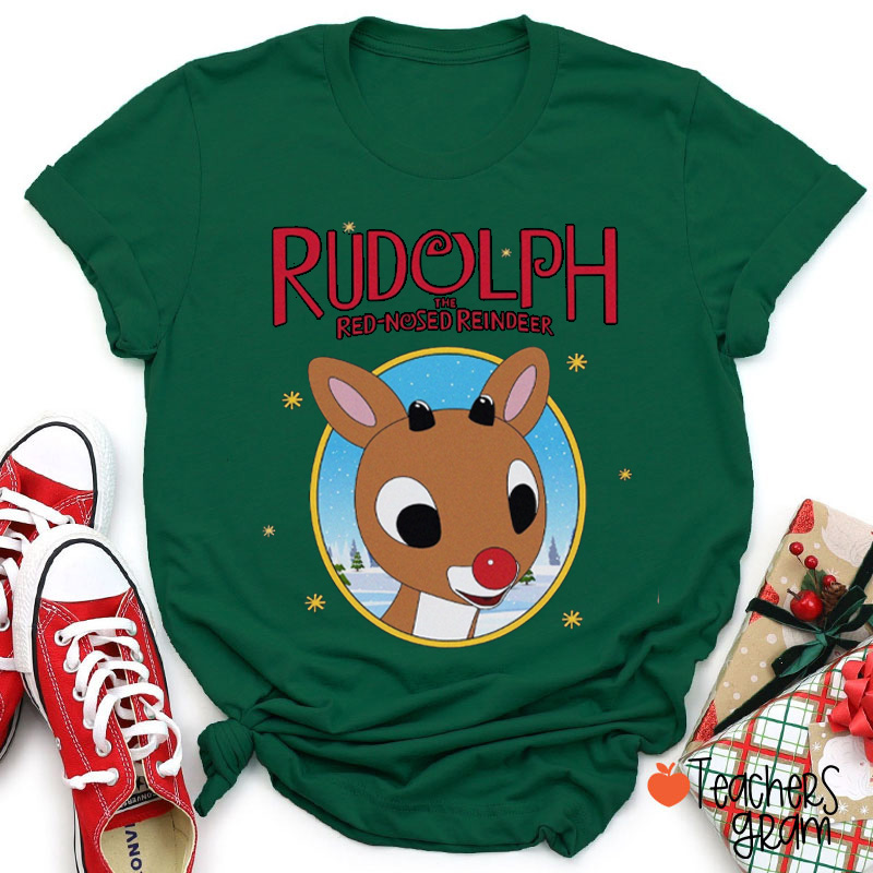 Cute Red Nosed Reindeer Teacher T-Shirt