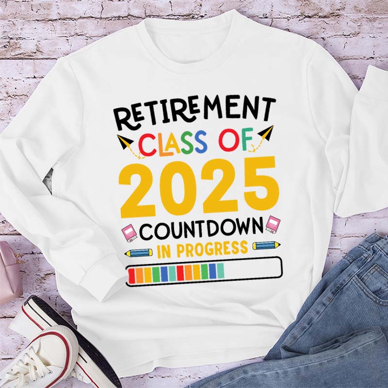 Personalized Countdown On Progress Retirement Teacher Long Sleeve T-Shirt