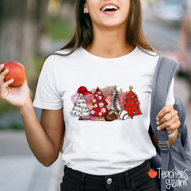 Softball Chritmas Tree Teacher T-Shirt