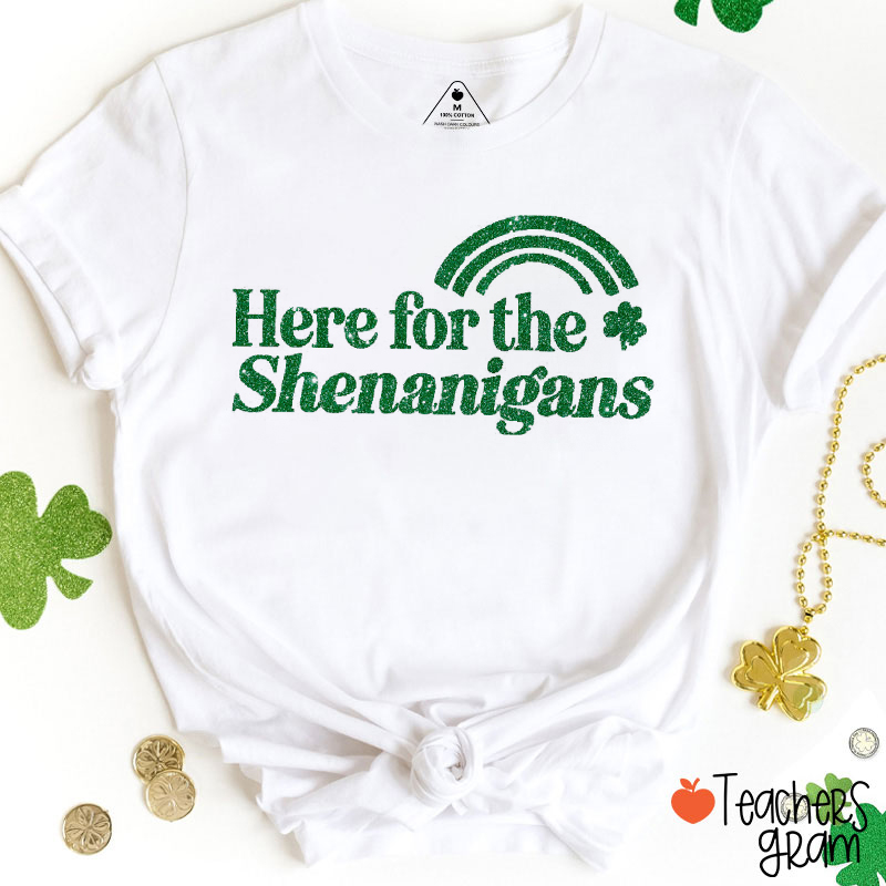 Glitter Here For The Shenanigans Teacher T-Shirt