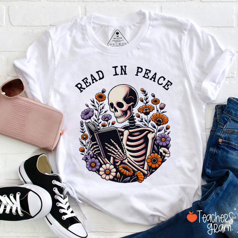 Wildflower Reading Read In Peace Teacher T-Shirt