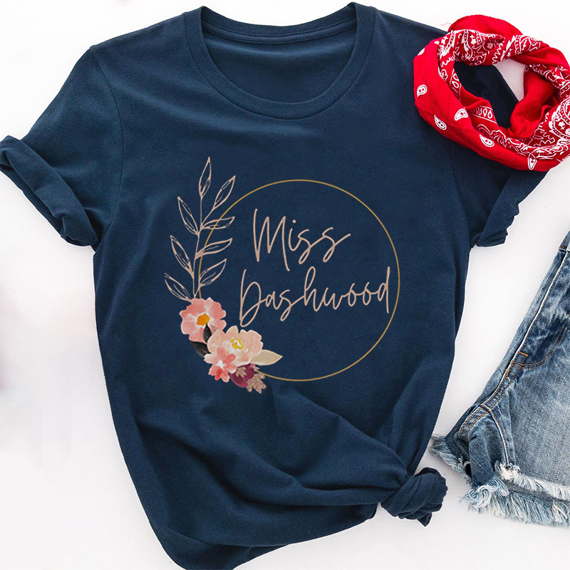 Personalized Text Flower Design Teacher T-Shirt
