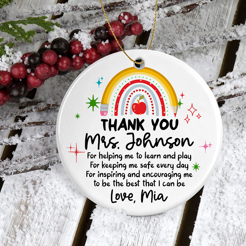 Personalized Teacher Appreciation Teacher Ceramic Christmas Ornament