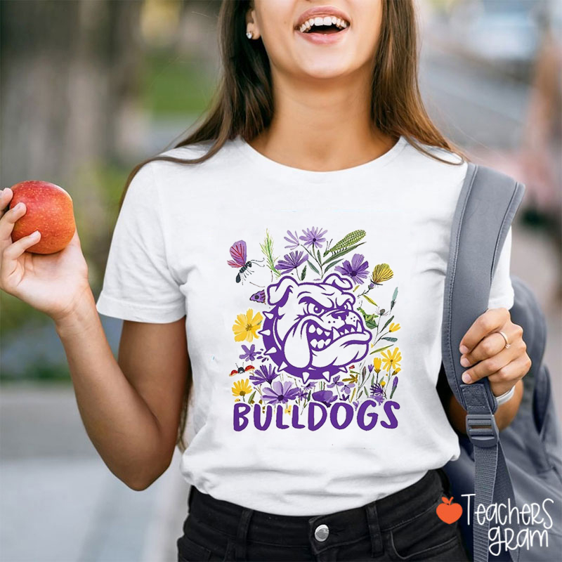 Personalized Mascot Floral School Spirit Teacher T-Shirt