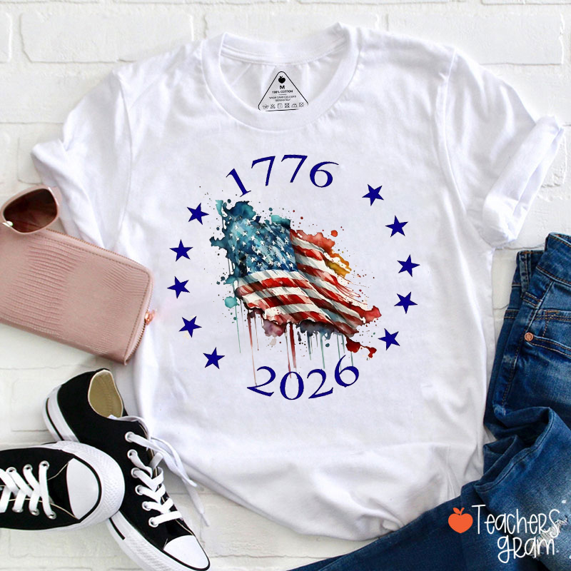 American Flag 250th Independence Teacher T-Shirt