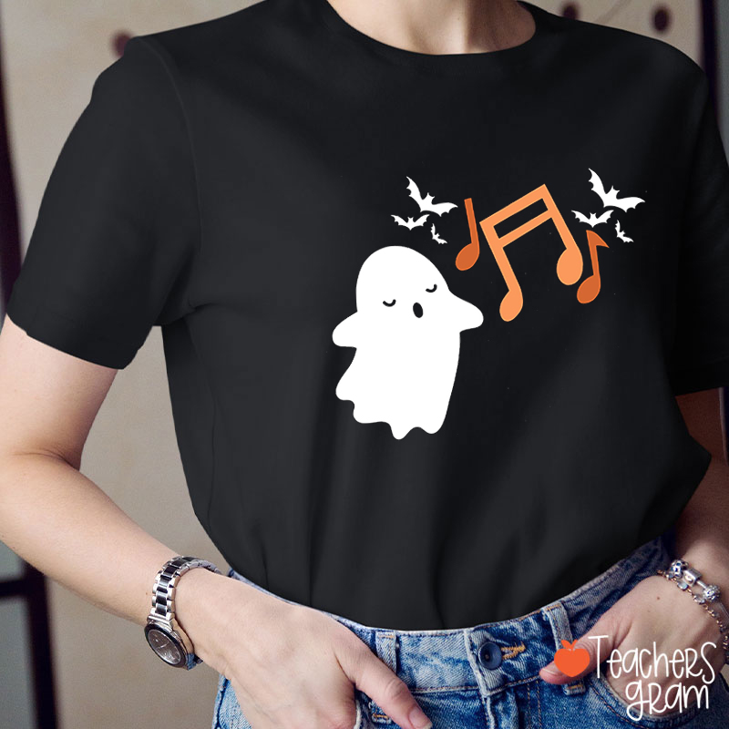 Singing Ghost Halloween Music Teacher T-Shirt