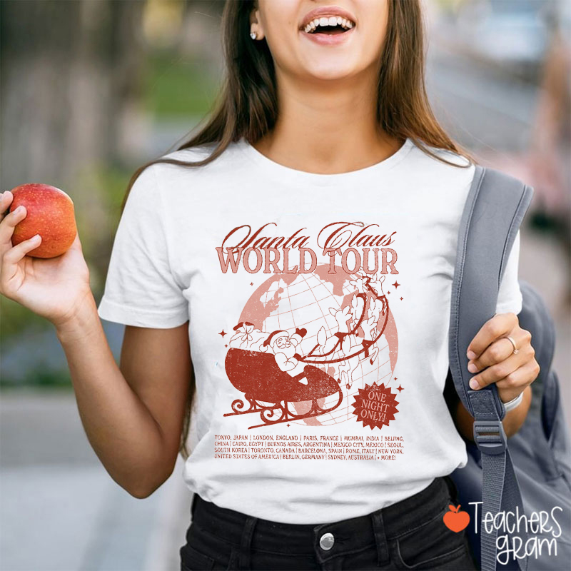 Santa Claus World Tour Teacher T-Shirt
