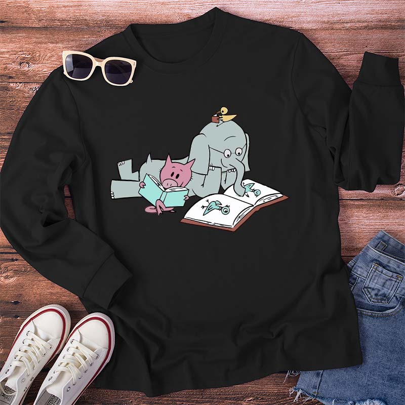 The Elephant And The Little Pig Read Together Teacher Long Sleeve T-Shirt