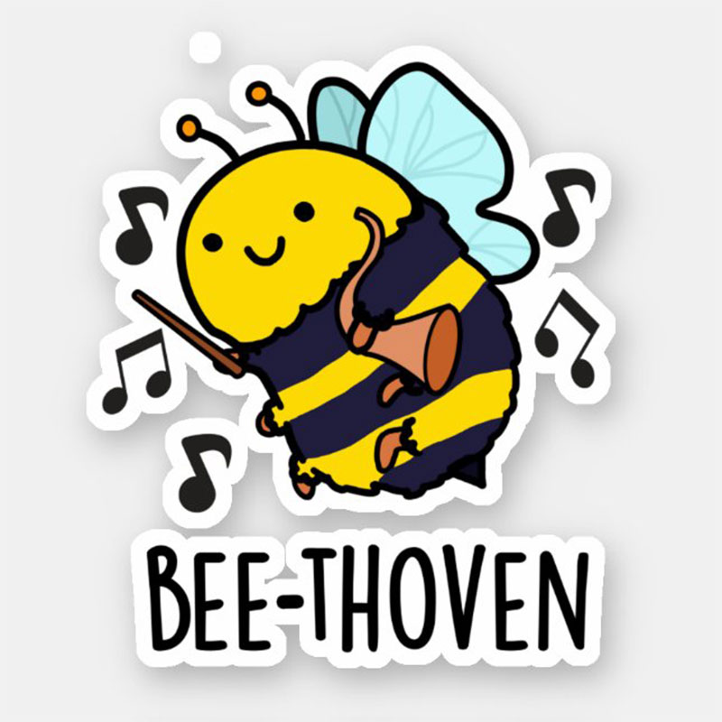 Funny Music Bee Teacher Stickers