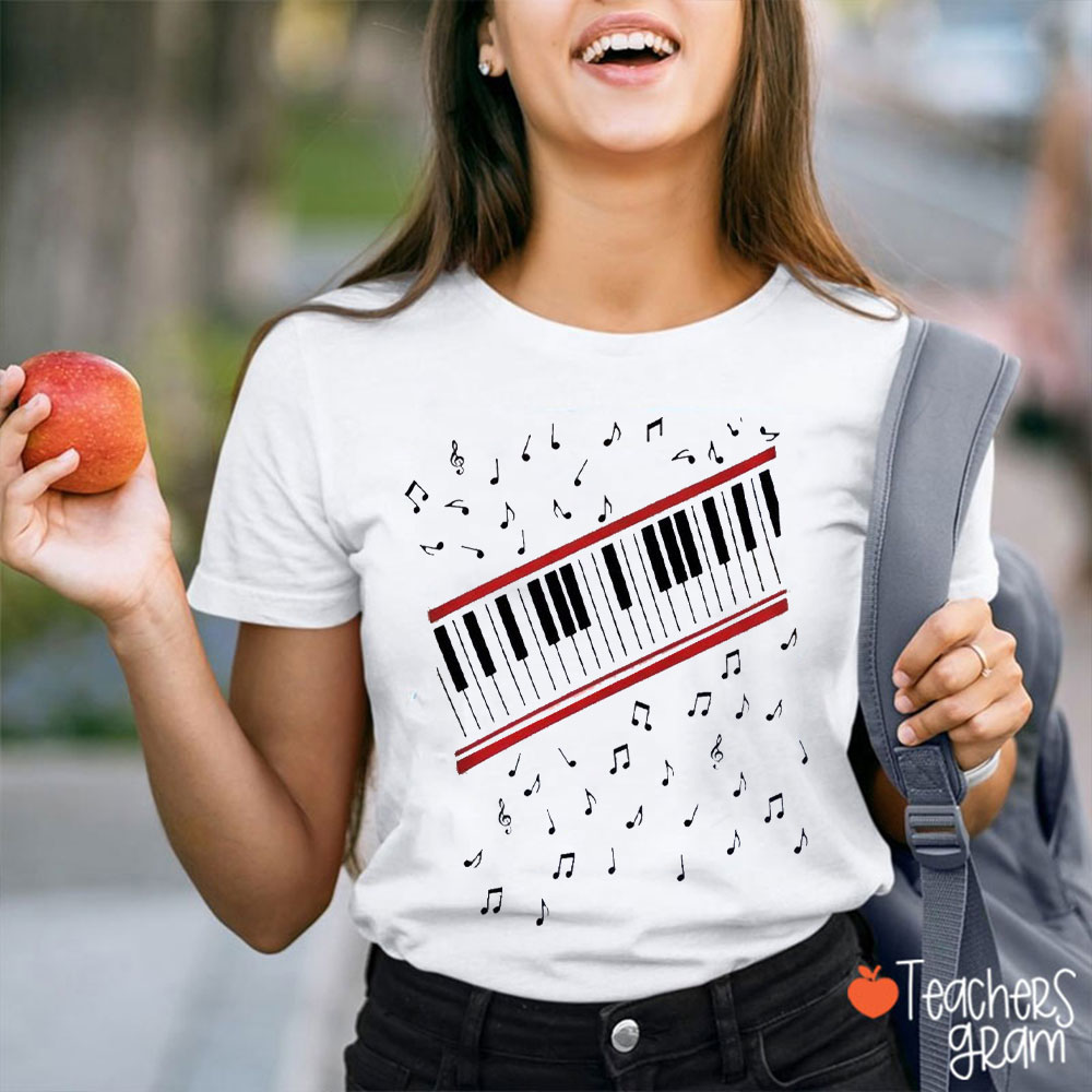 Musical Notes Flying Teacher T-Shirt