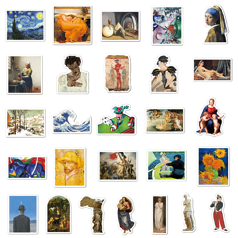 Oil Paintings Art 52 PCS Stickers Pack