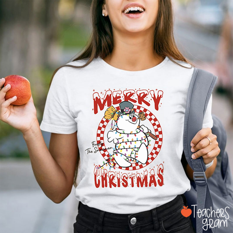 Frosty The Snowman Merry Christmas Teacher T-Shirt