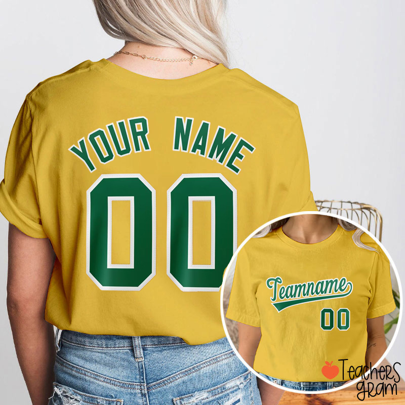 Personalized Team Name And Number Game Day Teacher Two Sided T-Shirt