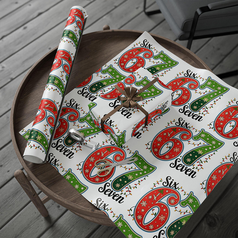 Brain Rot Six Seven Meme Christmas Teacher Wrapping Paper