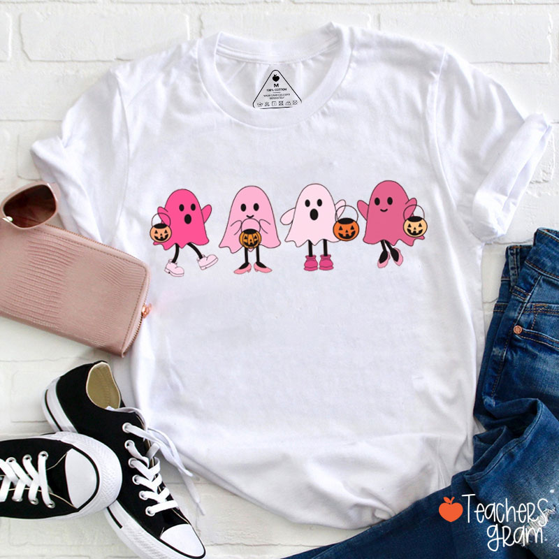 Cute Pink Ghost Teacher T-Shirt