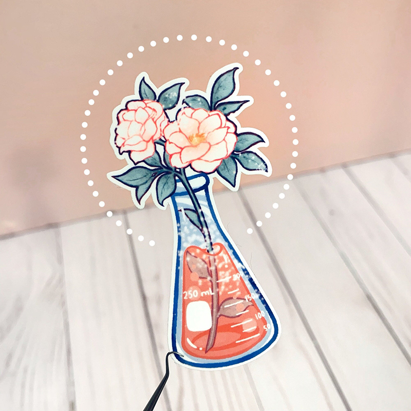 Floral Science Beaker Stickers