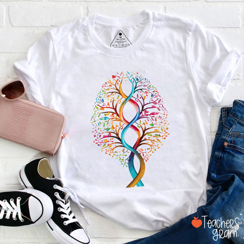 DNA Tree In Color Teacher T-Shirt