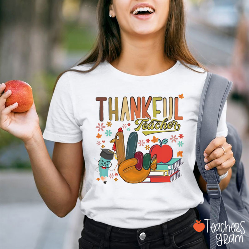 Cute Turkey Thankful Teacher T-Shirt