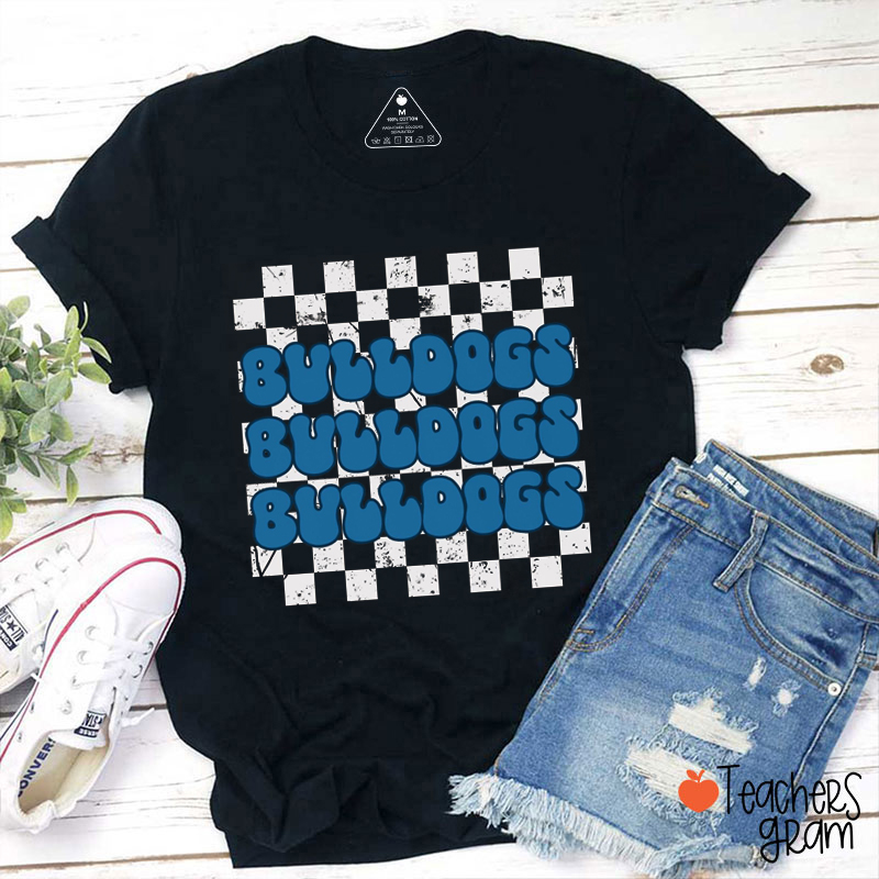 Personalized Mascot Checkered Teacher T-Shirt