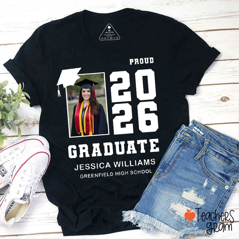 Personalized Photo Proud Family Graduation Teacher T-Shirt