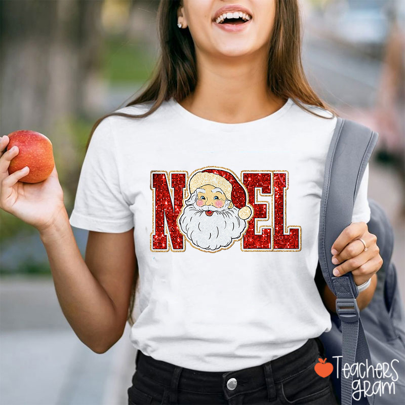 Glitter Noel Red Santa Spanish Teacher T-Shirt