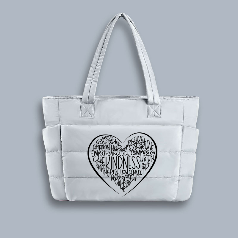 Kindness Teach Smile Teacher Puffy Tote Bag