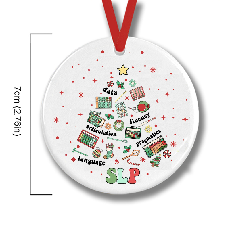 Speech Therapy Christmas Teacher Ceramic Christmas Ornament