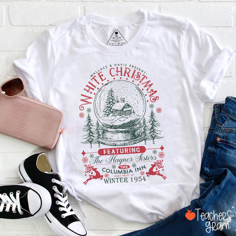 White Christmas Winter 1954 Teacher T-Shirt