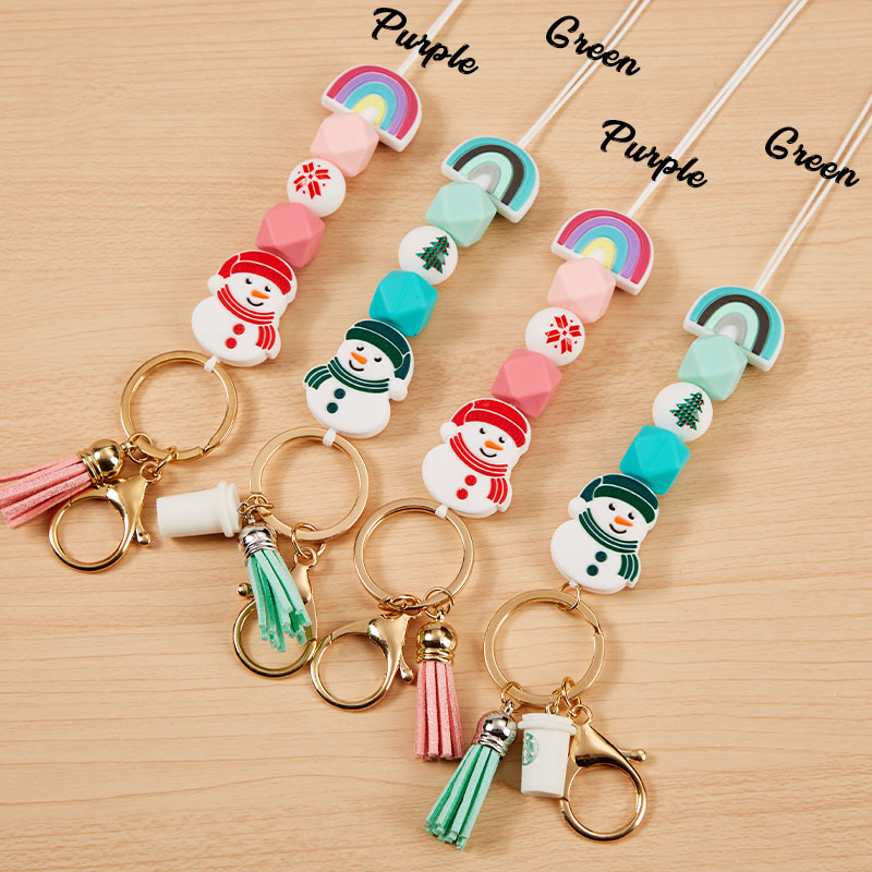 Rainbow Snowman Teacher Lanyard