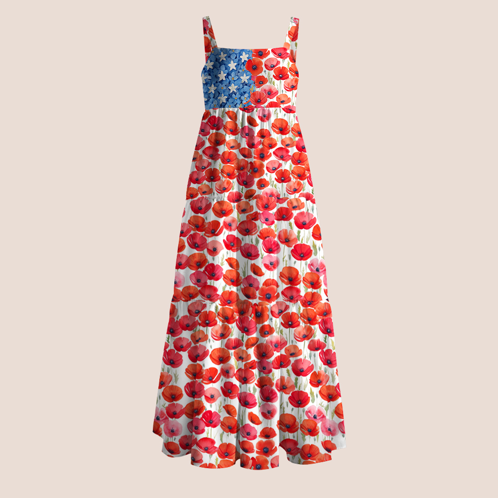 Floral USA Flag 250th Anniversary Teacher Slip Dress