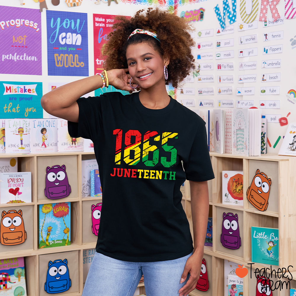 Red Yellow Green 1865 Juneteenth Teacher T-Shirt