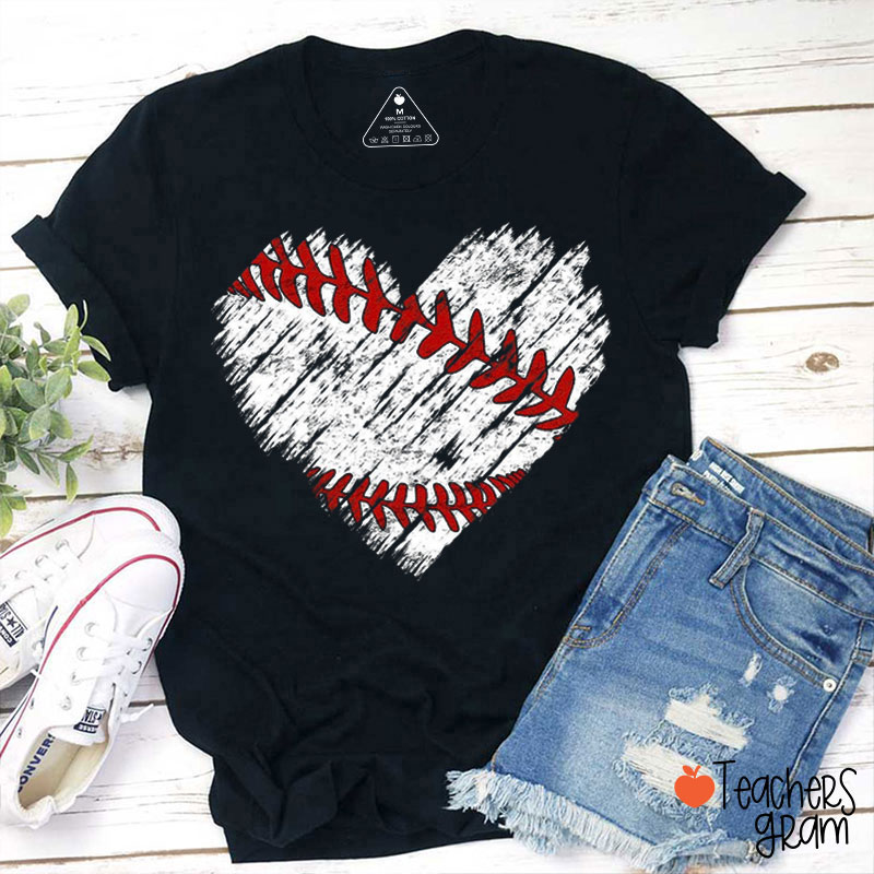 Baseball Heart Teacher T-Shirt