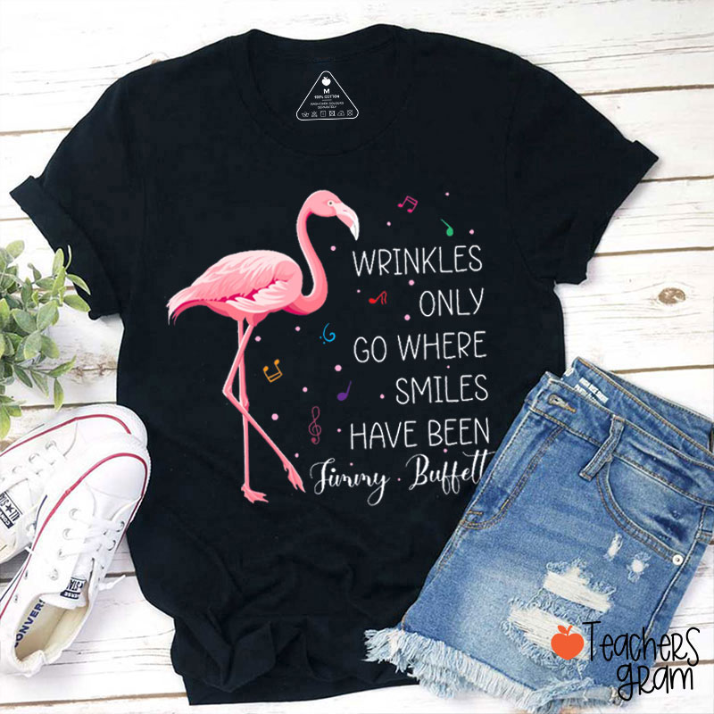 Wrinkles Only Go Where Smiles Have Been Teacher T-Shirt