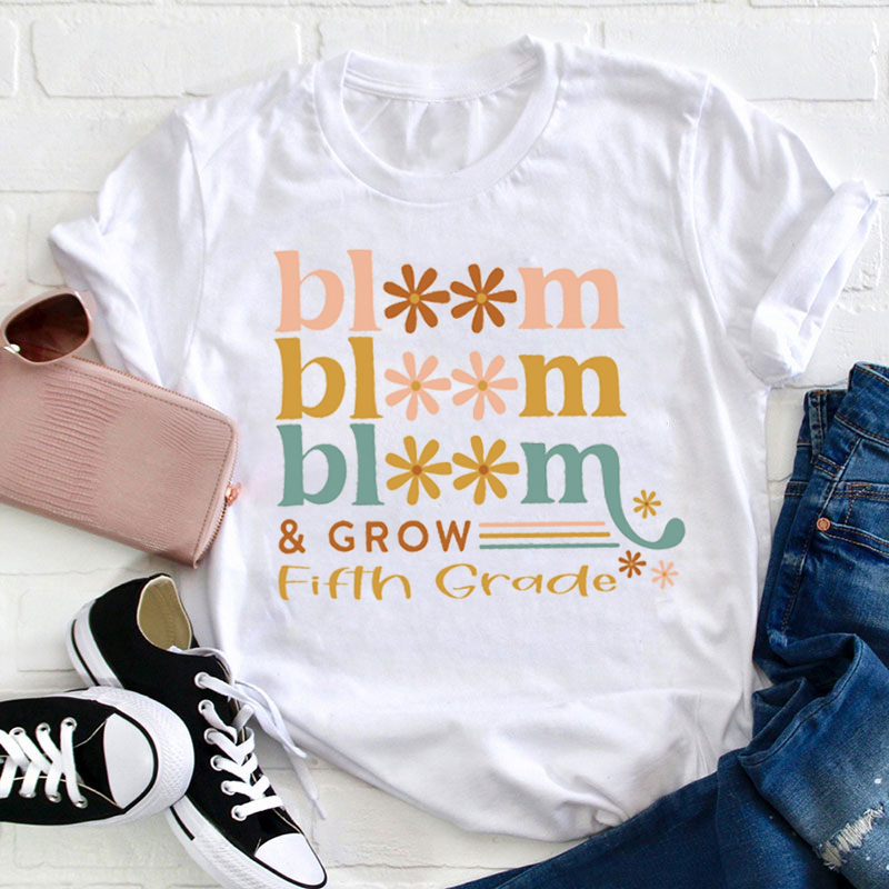 Personalized Bloom And Grow Teacher T-Shirt