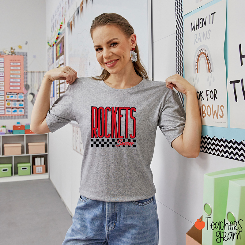 Personalized Mascot And Sport Checkered Teacher T-Shirt