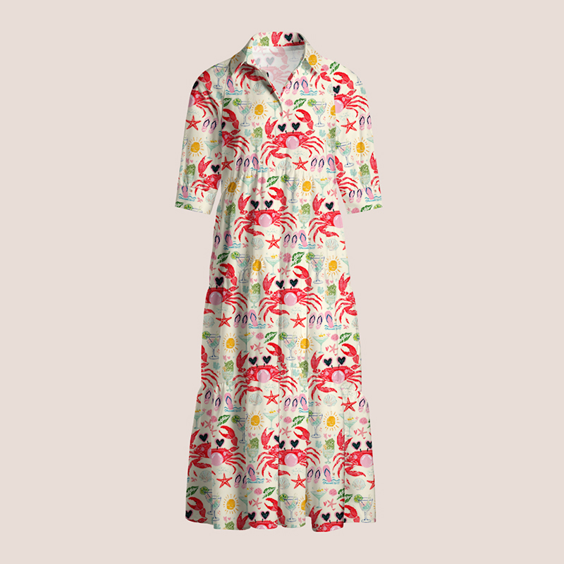 Crab Blowing Bubble Teacher Shirtdress